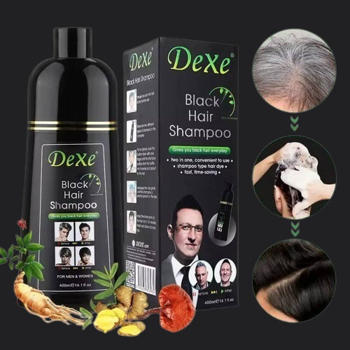 shampoing colorant noir naturel Dexe 2 en 1