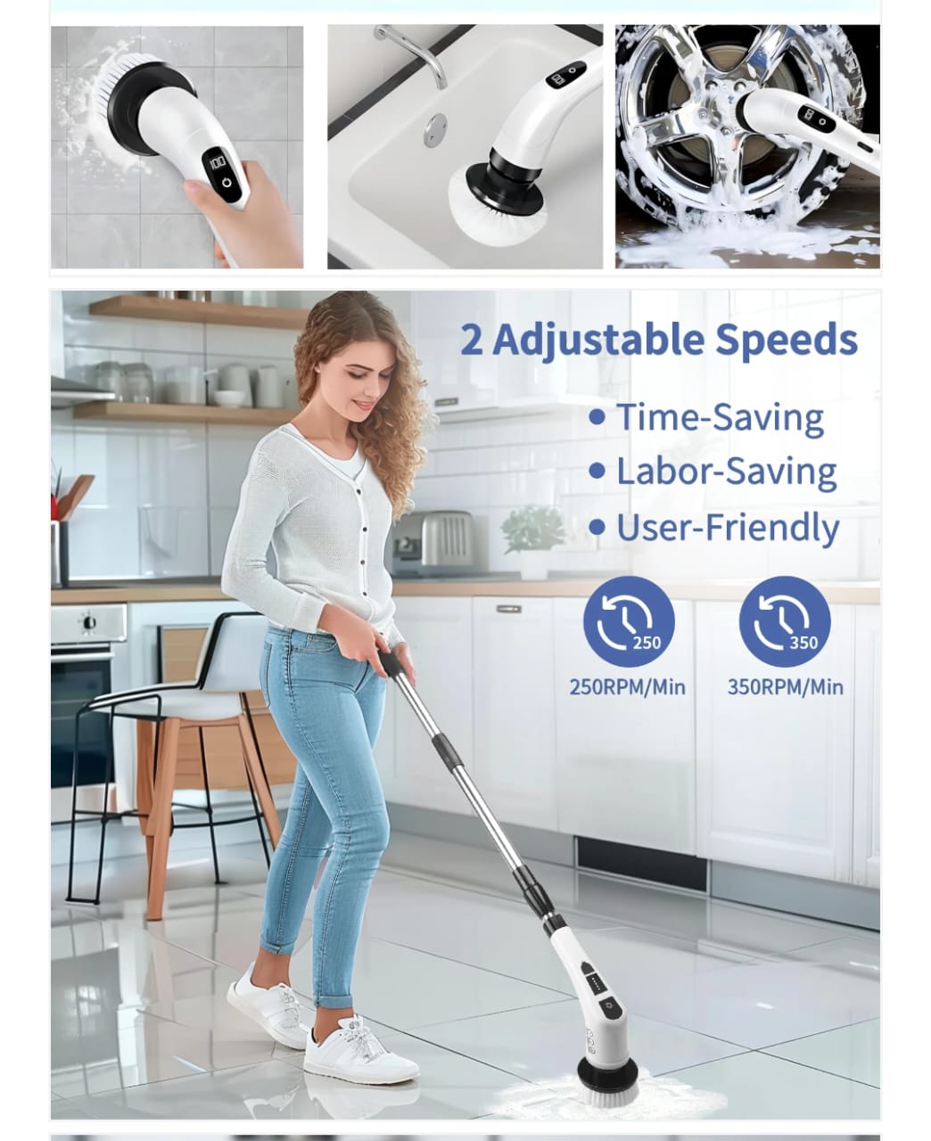 Brosse Électrique Multifonction Rotative – Le Nettoyage Sans Effort